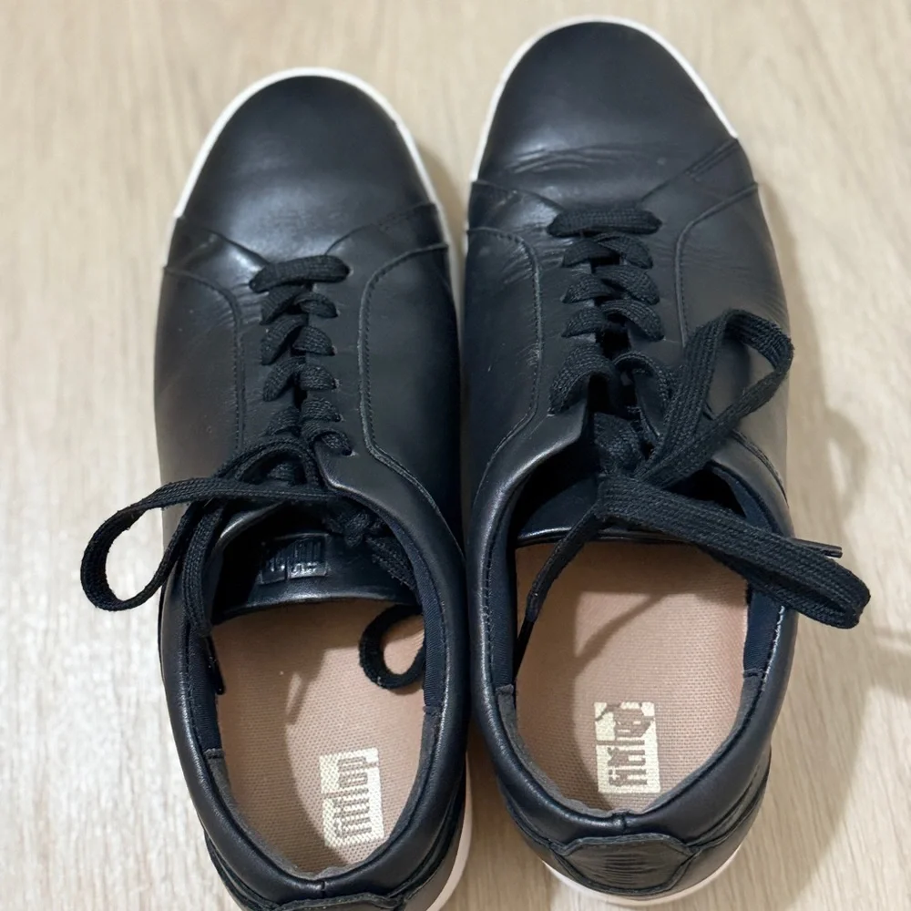FitFlop Black Leather Comfort Sneakers Lace Up Walking Shoes Women US 8.5 EU 40 - Picture 10 of 12